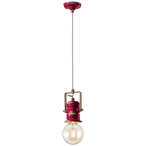 Suspension rétro bordeaux E27 Urban Ferroluce pour illuminer une table de salle à manger