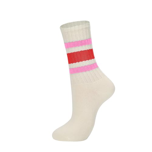 Image of American Trends Womens Novelty Striped Crew Socks Athletic Vintage Slouch Mid Calf Tube Socks
