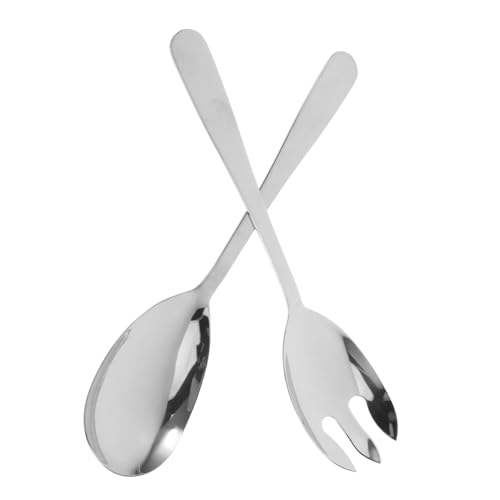 HEATSHAKING 2pezzi Posate per Insalata e Forchette in Acciaio Inossidabile Cucchiai da Insalata Forchette da Portata Stoviglie Tavola per Buffet e Pranzi Formali Utensili Multiuso per Cucina e