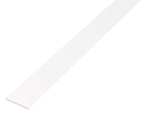 Alberts 474201 Perfil lleno plano, Aluminio, blanco, 1000 x 30 x 2 mm