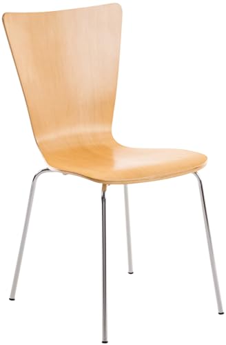 CLP Chaise empilable Aaron I Chaise de conférence Ergonomique avec Assise en Bois I Chaise Visiteur Peu encombrante avec Protections de Sol, Couleur:Nature