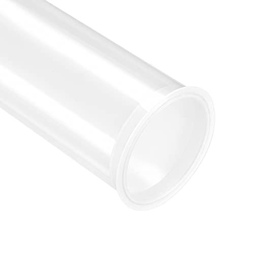 Image of uxcell 2pcs Rigid Round Clear Tubing 41.6mmx43mmx250mm Plastic Storage Transparent Tube with Lids