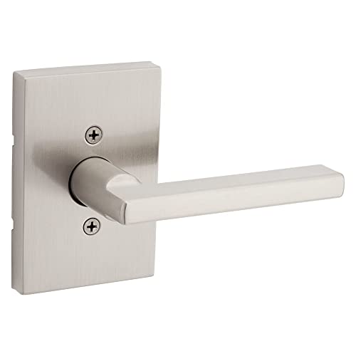 Kwikset Halifax, Door Handle Lever Nonfunctioning Dummy Lever with Microban, Rectangular Rose in Satin Nickel