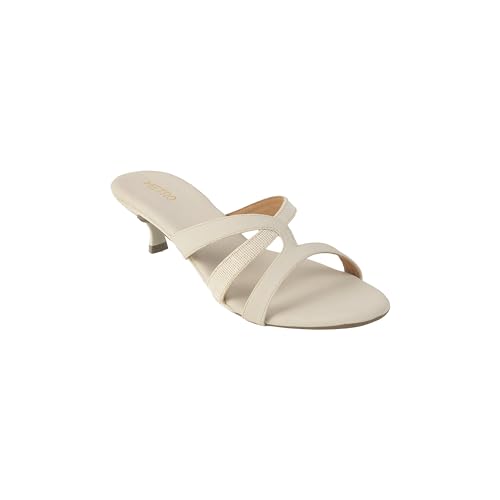 Image of Metro Women Synthetic Leather Kitten Heel Slip-on Sandal
