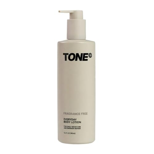 TONE Everyday Body Lotion for Men & Women Fragrance Free Fast Absorbing & Hydrating Body Lotion for All Skin Types Made with Shea Butter and Vitamin E for Soft Skin Paraben-Free 12.2 oz
