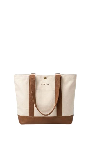 The Daily Haul Canvas Tote Bag for Women | Large Cotton Canvas Shoulder Bag with Laptop Compartment, Inner Pockets & Snap Button Closure | Stylish Work Office College Handbag-image-45