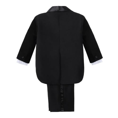 Dressy Daisy Baby Boy Tuxedo 5 Pieces Set Formal Dress Suit Gentleman Tux Wedding Outfit Black White Ivory2