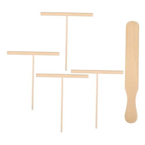 Mikinona Set Spatola per crêpe in Legno Medio, Spargitore a t Portatile, Accessori per Preparare Pancake per Casa e Ristoranti, Utensili Cucina Pratici 5 Pezzi