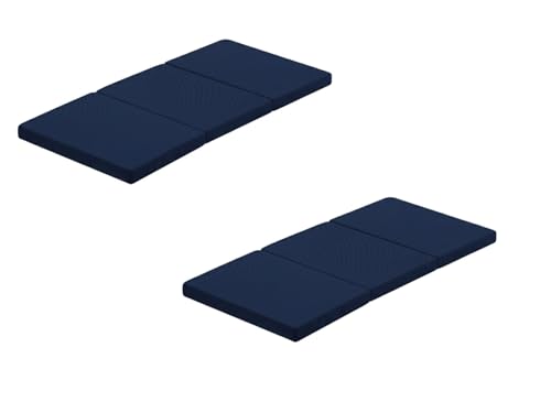 DREAMDI Lot 2X Colchón de Cuna de Viaje 120 X 60 cm – Plegable en 3 Piezas – Núcleo de Espuma HR 5 cm Azul