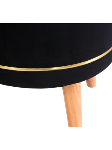 Image of Pouffes Sitting Stool for Living Room, Puffy Wooden Ottoman | Round Pouffe for Living Room & Bedroom | Pouf for Office & Home Decoration & Modern Seating Stool (Stool-Black)