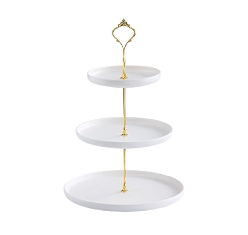 HDICUHNANU Soporte para Cupcakes,Galletas Expositor Redondo De Porcelana De 3 Niveles For Cupcakes Y Postres Snacks(White)