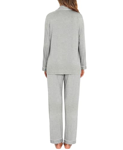 Image of Women's Pajama Sets Long Sleeve Sleepwear Button Up Shirt With Pajama Pants Soft Pjs Lounge Sets