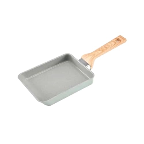 Genérico For todas las estufas, sartén antiadherente for huevos de tortilla, rollo rectangular Tamagoyaki con mango antiescaldado desmontable(Green-iron-spatula)
