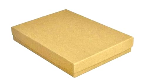 10 Pack Cotton Filled Kraft Color Jewelry Gift and Retail Boxes 5.25 X 3.75 X 1 Inch Size