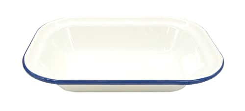 Zenker Plato pequeño rectangular esmaltado, diseño vintage, apto para horno y estufa, apto para lavavajillas, bandeja de horno, utensilios de cocina esmaltados, molde tradicional para tartas, 22 x