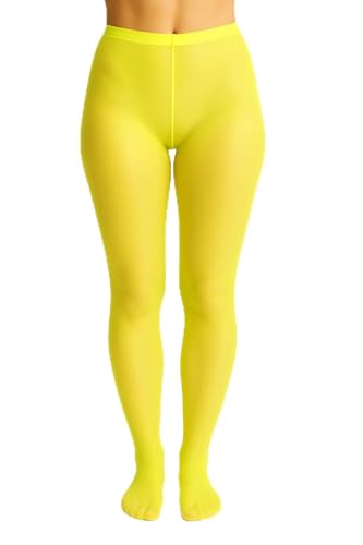 sesto senso Medias para mujer, multicolor, 30 DEN parcialmente opacas, microfibra, amarillo neón, M