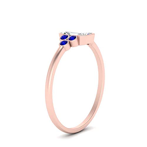 Image of Choose Your Gemstone Bezel Set Petite Diamond CZ Ring Rose Gold Plated Emerald Shape Petite Engagement Rings Everyday Jewelry Wedding Jewelry Handmade Gifts for Wife US Size 4 to 12