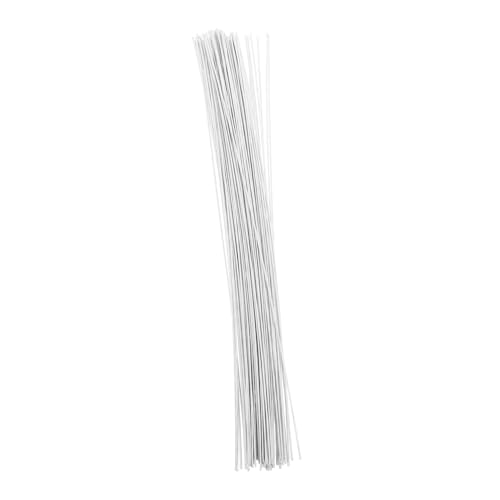 Housoutil 100Pcs White Floral Wire for Crafts Sturdy Paper Wrapped Artificial Flower Stems for Flower Arrangements Bouquets and Wreaths for Florists and