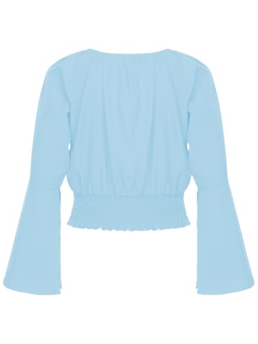 Linjinx Kids Girls Off Shoulder Bell Long Sleeve T-Shirt Casual Solid Basic Tee Tops Blouse Spring Fall Shirts4