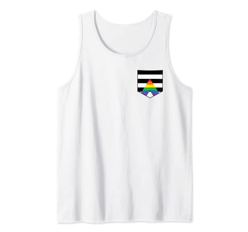 LGBTQ - Bolsillo recto con bandera de aliado LGBTQIA+ Straight Ally Camiseta sin Mangas