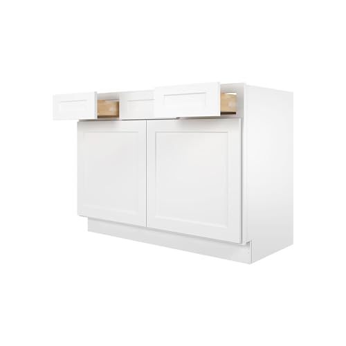 Image of Furinno Shaker 2-Drawer Bath Vanity Cabinet Without Top, Ready to Assemble, 21 D x 48 W x 34.5 H, White