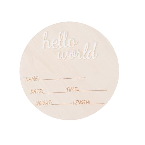 LilaLemon Panneau en bois « Welcome Baby » pour annonce de bébé, plaque de nom Hello World pour la maison, l'hôpital, la crèche, accessoire de nouveau-né