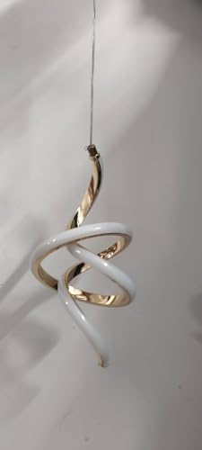 Image of Modern Spiral Shape Gold Finish Energy Saving Led Pendant Hanging with 3 Different Color Mode (Warm White, Cool White, Neutral White) for Bedroom, Living Room, Restaurants, Dining, Home
