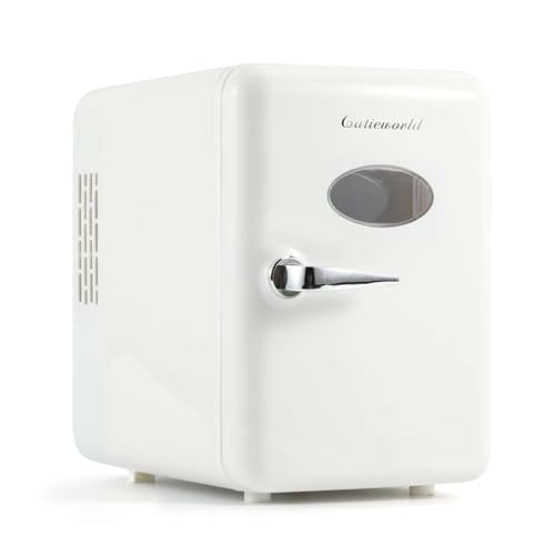 CUTIEWORLD Mini Beverage Fridge for Office, White