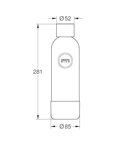 GROHE Blue Fizz, Wasserflasche (Fassungsvermögen: 850ml, nicht spülmaschinenfest, Bajonettverschluss, kompatibel mit dem GROHE Blue Fizz Wassersprudler), schwarz, 41250K00