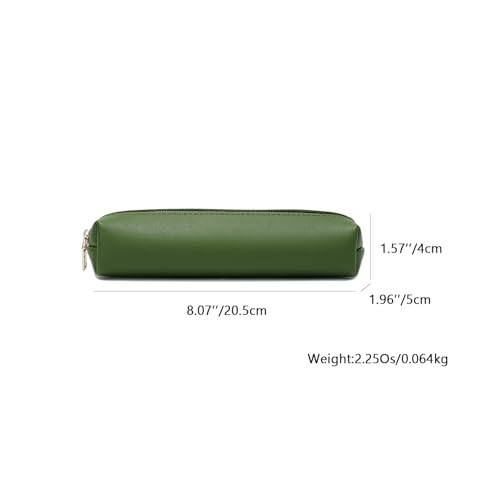 Image of Faux Leather Color Pencil Case Multifuncional and Simple with Zipper for School (Green,Faux Leather)
