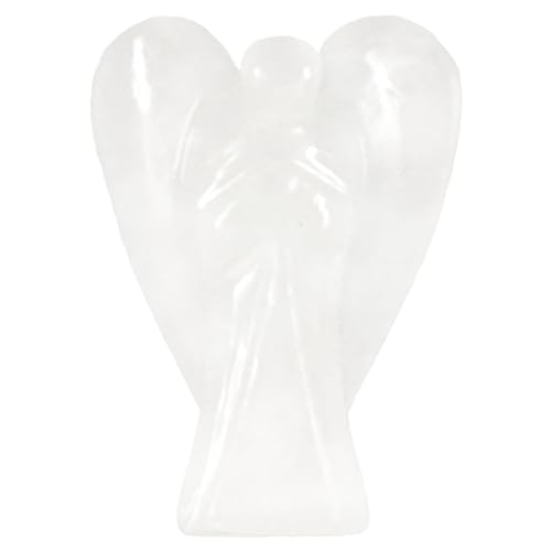 Nelson Creations, LLC 2 Inch White Snow Quartz Guardian Angel Figurine Hand-Carved Natural Stone, Excellent for Meditation and Focusing Energy