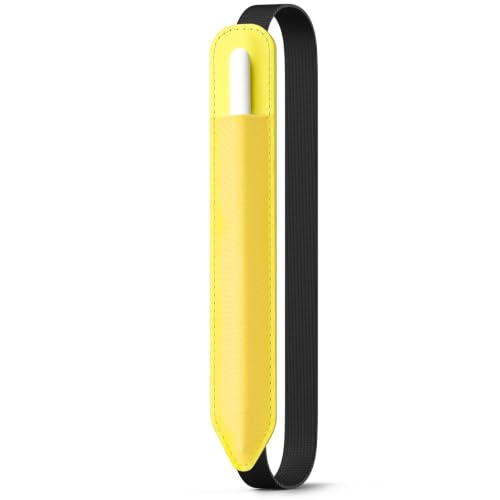 Image of MoKo Pencil Case Holder Fit The Apple Pencil (Pro and USB-C and 1st and 2nd Gen), Detachable Elastic Pocket for Stylus Pen with Elastic Band Attached to iPad Case, Light Yellow