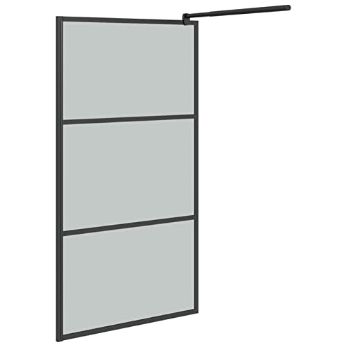Pantalla de ducha para ducha walk-in 100 x 195 cm vidrio templado oscuro con perfil negro miniatura 4