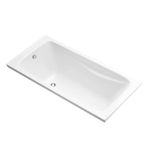 Image of Kohler Reach Bath tub for bathroom | Drop-in Acrylic Bathtub with Lumbar Support | Ergonomically-Crafted for Small & Medium Bathrooms | White, 1500mm