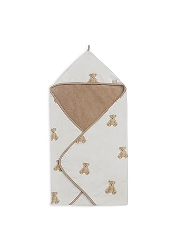 Serviette à capuche Jollein blanc éponge pour éviter les frissons de bébé après le bain