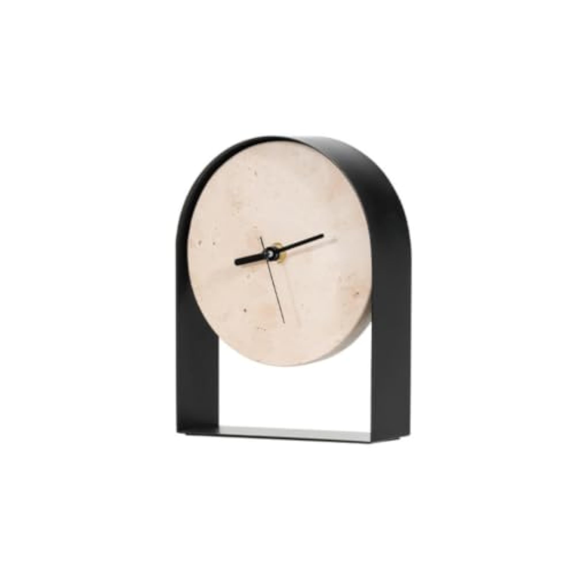 Clock with Stone Face, Compact Arched Mantel Design