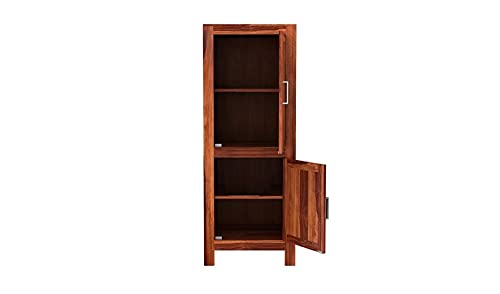 Image of Wooden Wardrobe for Bedroom, Almirah with Double Door & Multiple Shelves Storage, Solid Sheesham Wood, Honey Finish