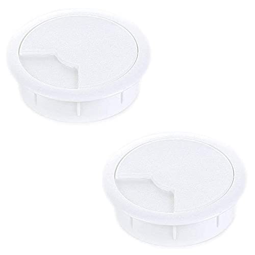 sossai® Kabeldurchführung KDM2 (2 Stück) | Kabeldurchlass/Schreibtischkanal für Schreibtische, Büro & Arbeitsplatten | Farbe: Weiß | Durchmesser: 60 mm | Material: Kunststoff Cover