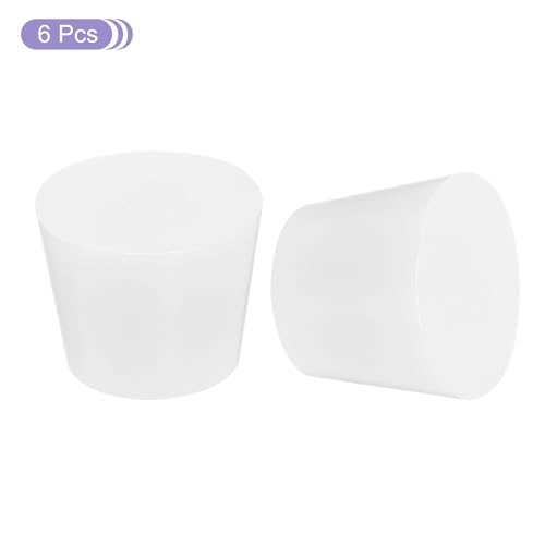 MECCANIXITY Silicone Rubber Tapered Plug 36mm to 46mm Solid Test Tubes Bungs Stopper White Translucent for Lab 6 Pieces