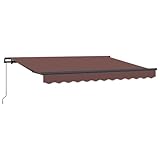 vidaXL Manuelle Markise Braun (anthrazitfarbener Rahmen) aus Polyester, 3,5 x 2 m, UV- und wasserabweisend. Mit verstellbaren Armlehnen und einem stabilen Metall-Aluminiumrahmen.