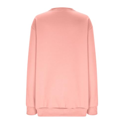 Sweatshirt couleur unie col rond grande taille haut ample - 5