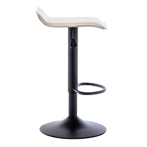 Vogue Furniture Direct Adjustable Bar Stools Set Of 2, Modern Swivel Pu Leather Airlift Barstools, Backless Kitchen Counter Height Bar Chair For Dining Room (Beige, Black Base) #TOP6