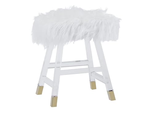 Vanity Chic Silver Mirrored Makeup Stool – Glamorous Vanity Seat for Dressing Table, Comfortable Cushioned Chair for Beauty & Makeup Rooms