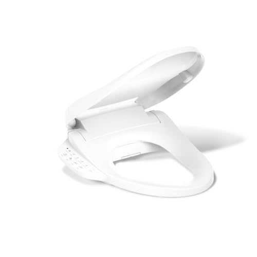 Kohler PureWash E590 Elongated Heated Bidet Toilet Seat White with Side Panel Warm Water Dryer Quiet-Close Lid Self-Cleaning Wand Adjustable Water Pressure and Nightlight Easy Installation