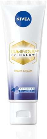 NIVEA Luminous Even Glow Night Cream & Moisturiser | Patented Thiamidol (60X More Effective Than Vitamin C) | Dark Spots & Pigmentation | Hyaluronic Acid Brightening Night Cream for Even Skin Tone & Deep Hydration | 40ml