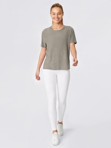 Image of ODODOS Women's Performance Cropped Tee Ultra Soft odSTRATUM Tech Short Sleeve Relaxed Top Crew Neck T-Shirts