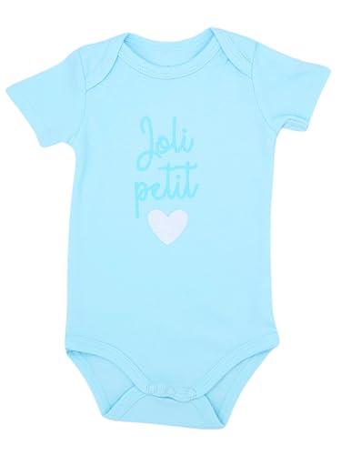 Body bleu en coton personnalisable pour bébé - thème joli petit coeur (3/6 mois)