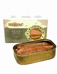 Huevas de caballa en aceite de oliva (120 gr) - Herpac - Sabor intenso y textura sorprendente - Alimento sabroso, saludable y versátil - Completo y nutritivo.