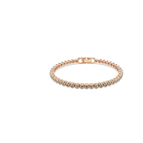 Swarovski Imber Emily Tennis bracelet, Round cut, Black, Rose gold-tone finish