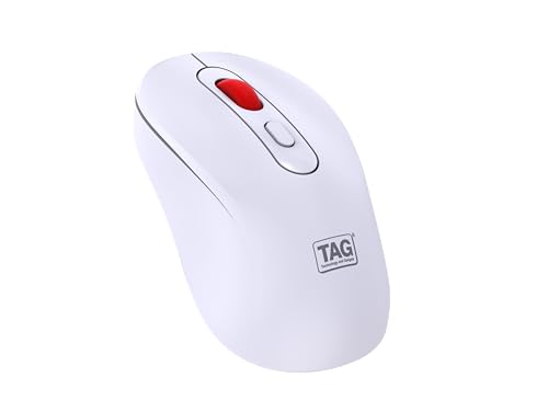 Image of TAG WM900 White /Red Wireless Mouse, 2.4GHz + Bluetooth, Silent Clicks, 10m Range, Type-C Charging, Adjustable DPI (800 /1200 /1600), 72 Hours Usage, for PC /Mobile /Tablet, Supports Windows /Mac /Linux /iOS